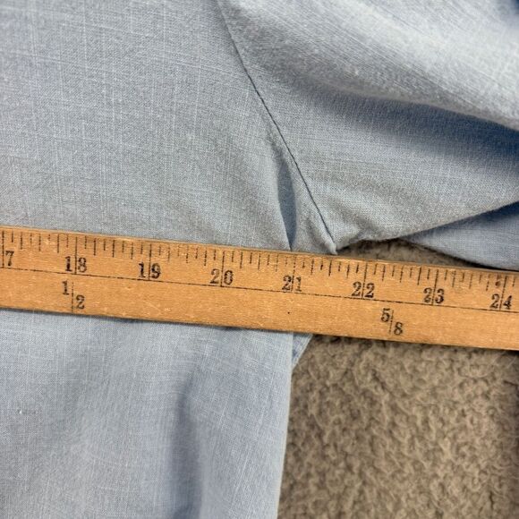 SAOVERE Linen Blend Button Up Collared Shirt Size Large Pale Blue Old Money - Picture 4 of 8